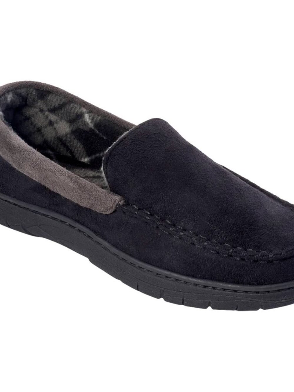 Haggar Men’s Microsuede Fleece-Lined Venetian Slippers Black NIB